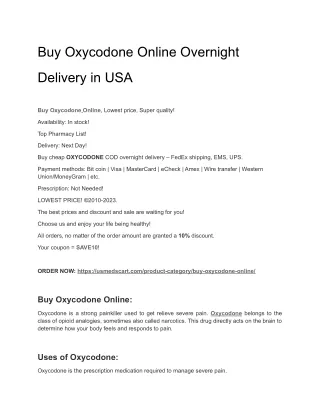 Buy Oxycodone Online Overnight Delivery in USA