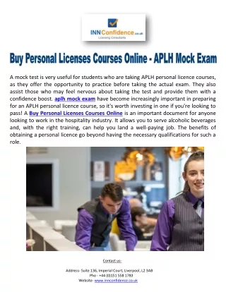 Buy Personal Licenses Courses Online - APLH Mock Exam