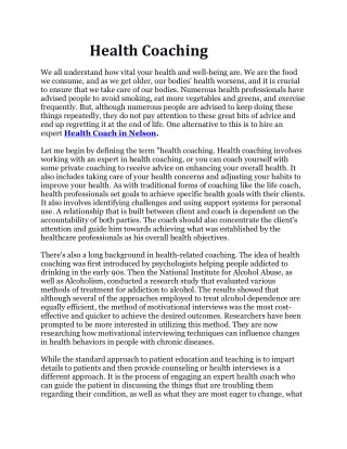 Health Coaching