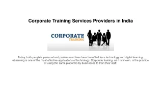 Corporate Training Services Providers in India