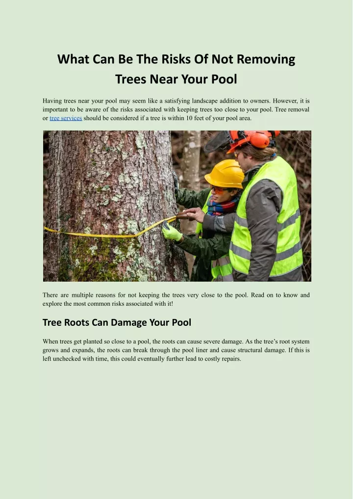 what can be the risks of not removing trees near