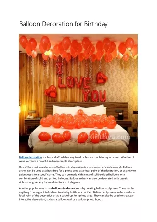 Balloon Decoration for Birthday
