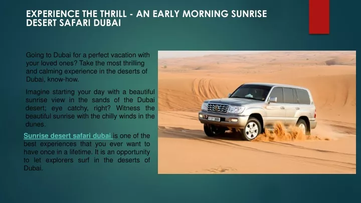 experience the thrill an early morning sunrise desert safari dubai