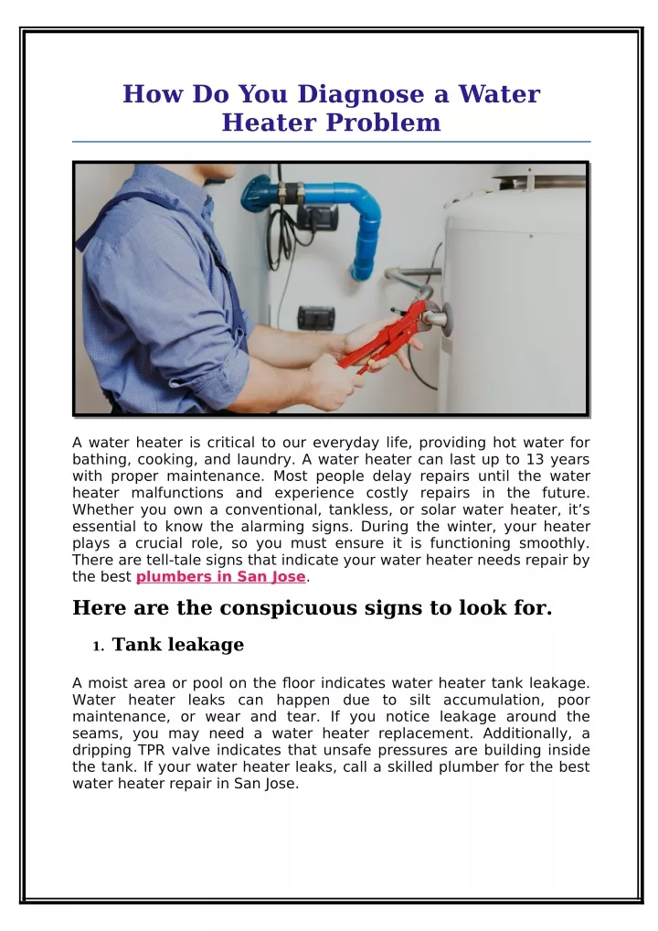 how do you diagnose a water heater problem