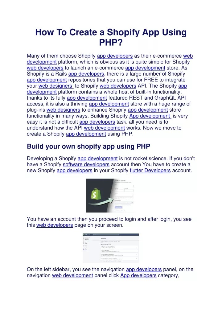 how to create a shopify app using php