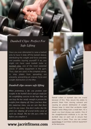Dumbell Clips: Perfect For Safe Lifting - Jacrit Fitness | USA