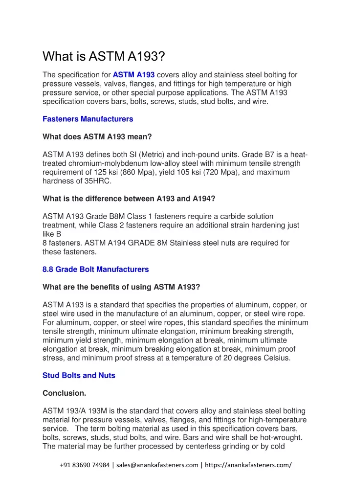 what is astm a193
