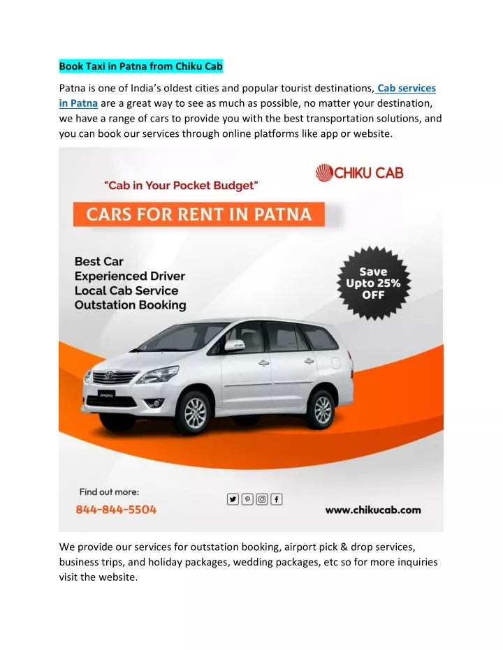 book taxi in patna from chiku cab