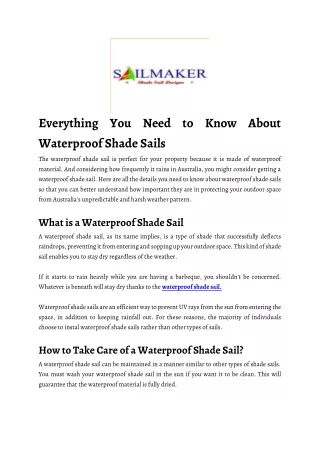 Everything You Need to Know About Waterproof Shade Sails