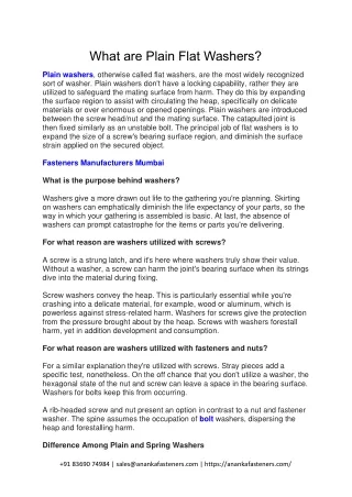 what are plain flat washers