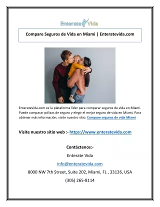 Compare Seguros de Vida en Miami | Enteratevida.com