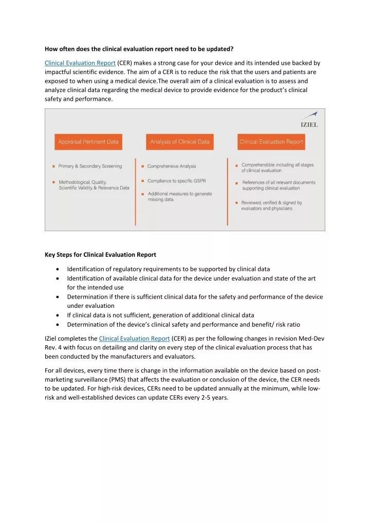 how often does the clinical evaluation report