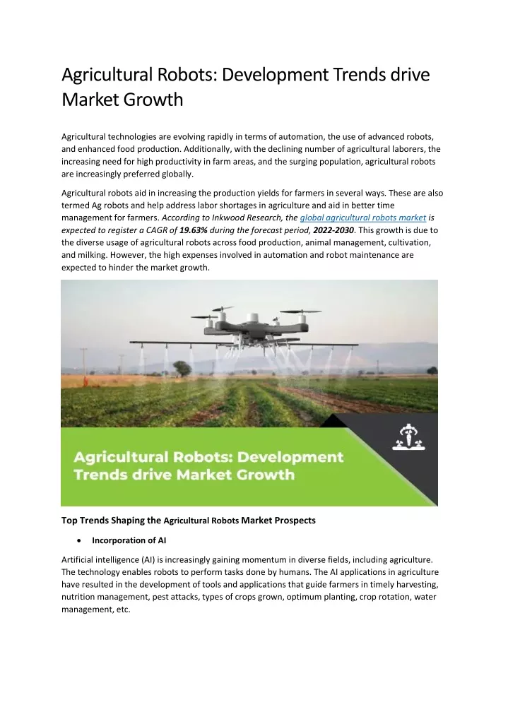 agricultural robots development trends drive