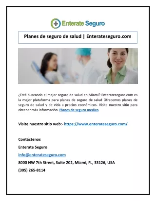planes de seguro de salud enterateseguro com
