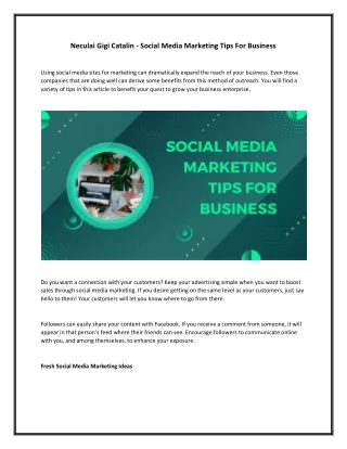 Neculai Gigi Catalin - Social Media Marketing Tips For Business