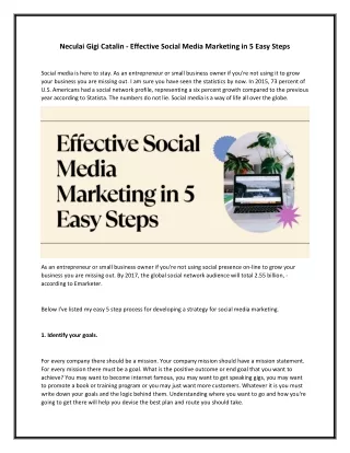 Neculai Gigi Catalin  - Effective Social Media Marketing in 5 Easy Steps