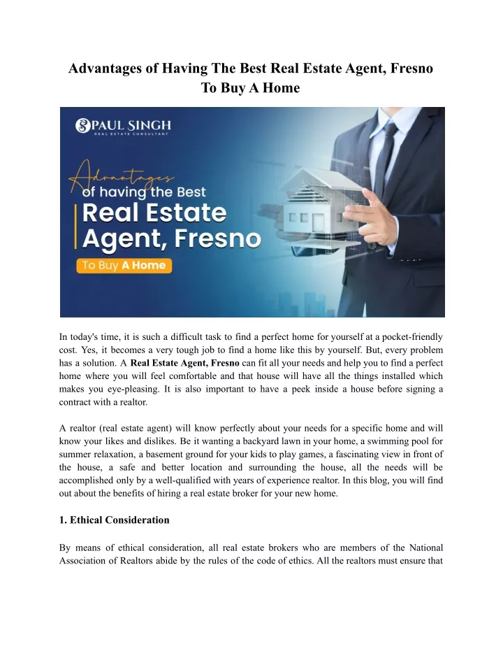 advantages of having the best real estate agent