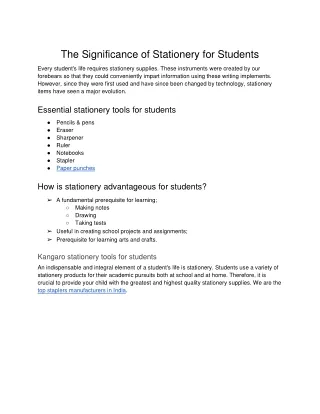 The significance of stationery for students
