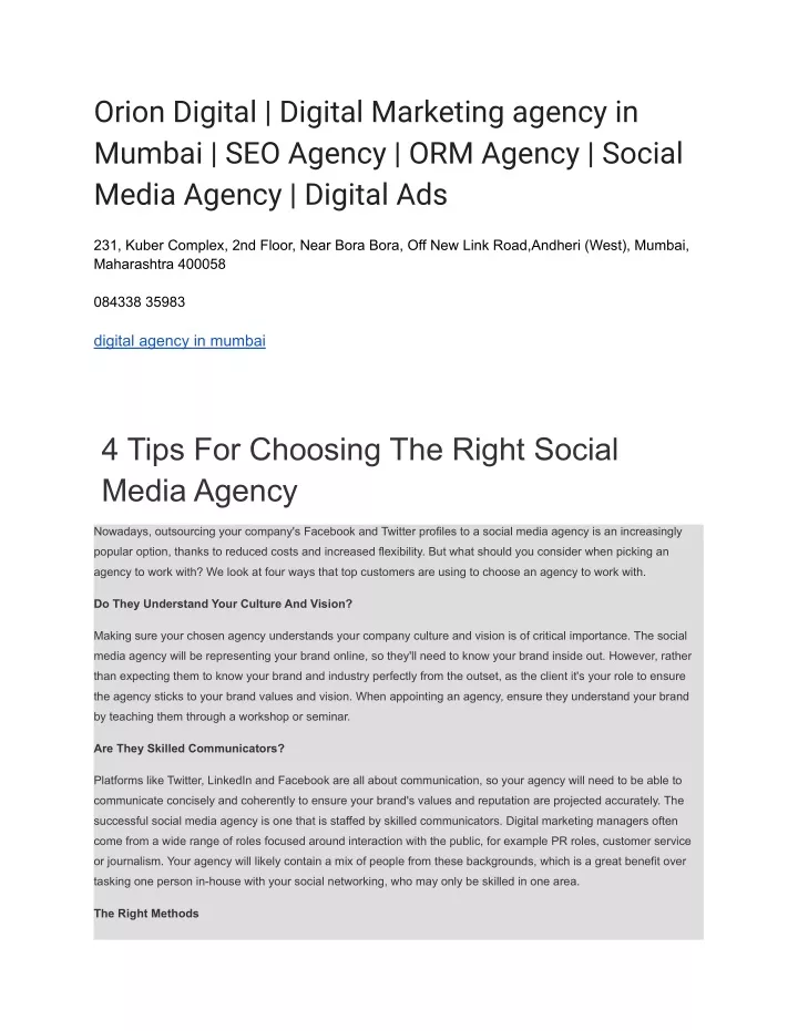 orion digital digital marketing agency in mumbai