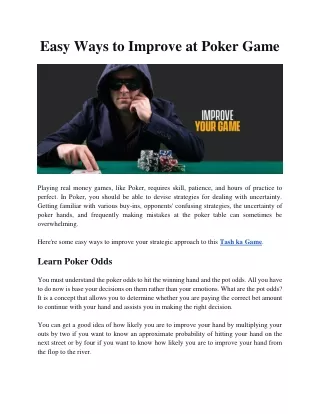 Easy Ways to Improve at Poker Game