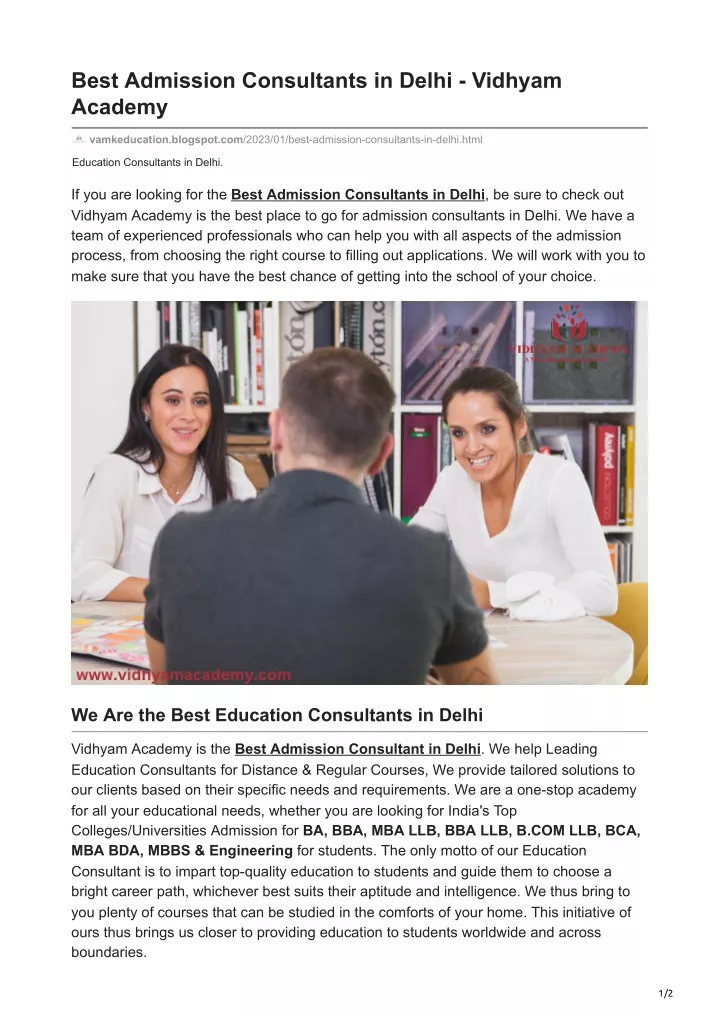 best admission consultants in delhi vidhyam