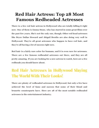Red Hair Actress: Top 28 Most Famous Redheaded Actresses