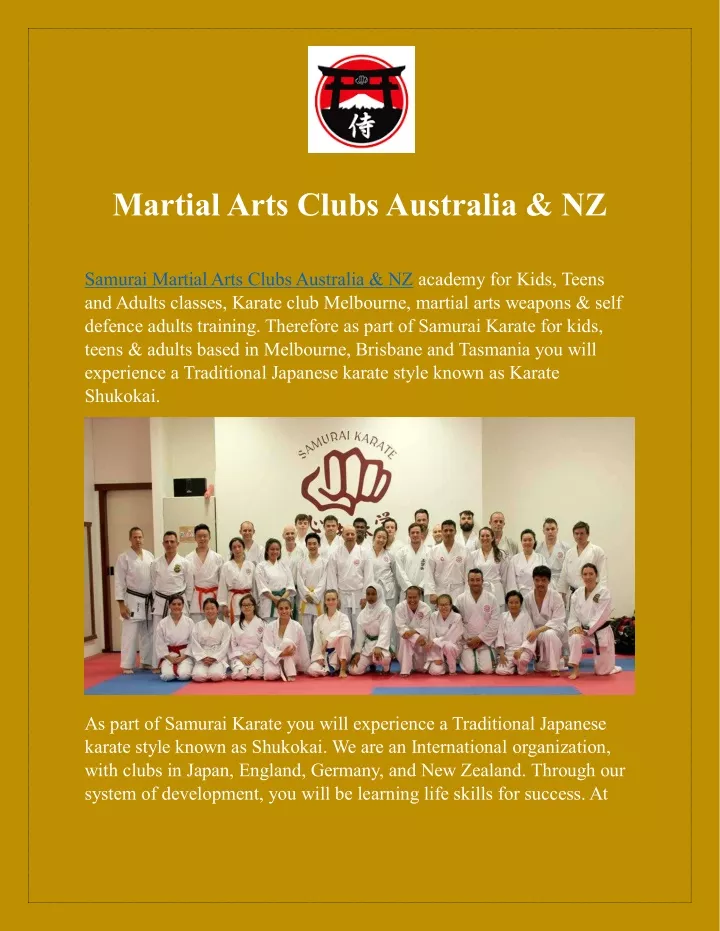 martial arts clubs australia nz
