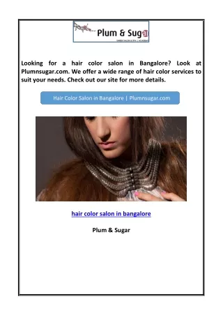 looking for a hair color salon in bangalore look