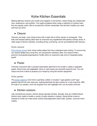 Kohe Kitchen Essentials