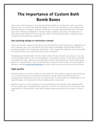 The Importance of Custom Bath Bomb Boxes