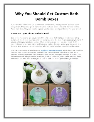 Why You Should Get Custom Bath Bomb Boxes