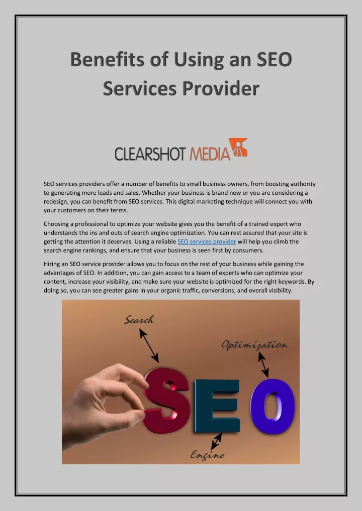 seo services providers offer a number of benefits