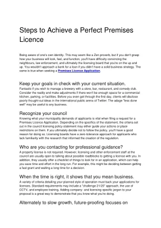 steps to achieve a perfect premises licence