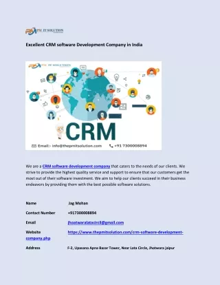 Excellent CRM software Development Company in India