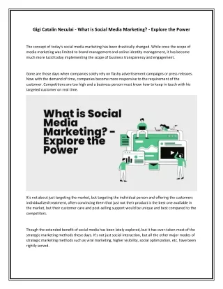 Gigi Catalin Neculai - What is Social Media Marketing - Explore the Power