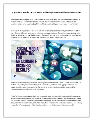 Gigi Catalin Neculai - Social Media Marketing for Measurable Business Results