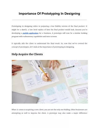 Importance Of Prototyping In Designing