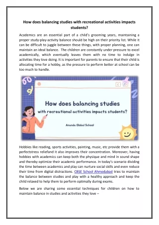 how does balancing studies with recreational