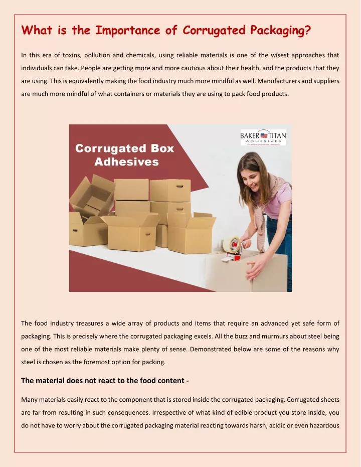 what is the importance of corrugated packaging