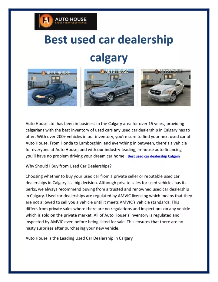 best used car dealership calgary