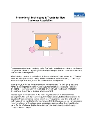 promotional techniques trends for new customer