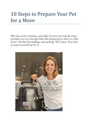 10 Steps to Prepare Your Pet for a Move