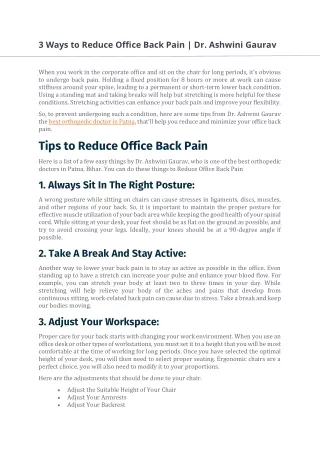 3 Ways to Reduce Office Back Pain