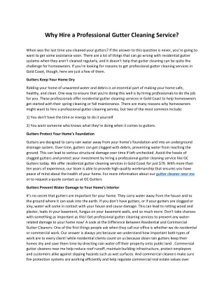 Why Hire a Professional Gutter Cleaning Service