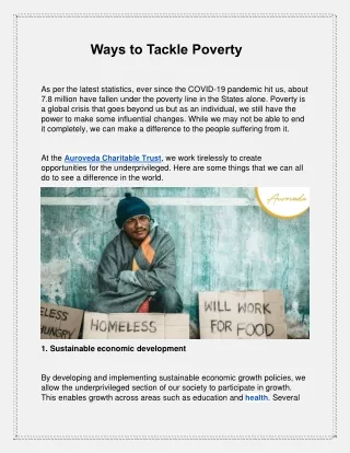 Ways to Tackle Poverty