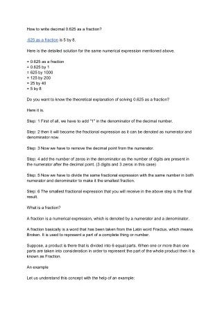 how to write decimal 0 625 as a fraction