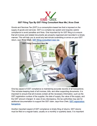 _GST Filing Tips By GST Filing Consultant Near Me _ Kros Chek