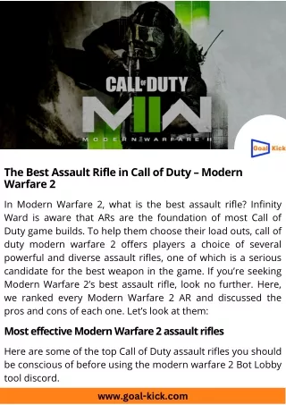 The Best Assault Rifle in Call of Duty – Modern Warfare 2