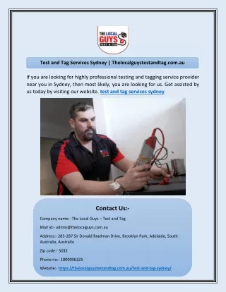test and tag services sydney