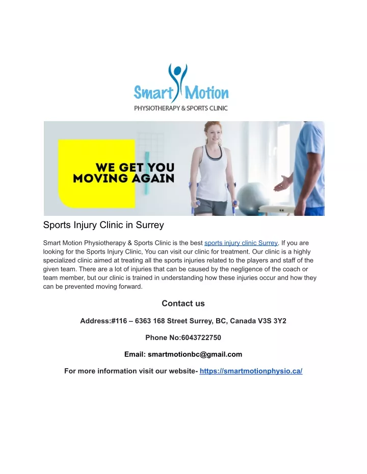 sports injury clinic in surrey